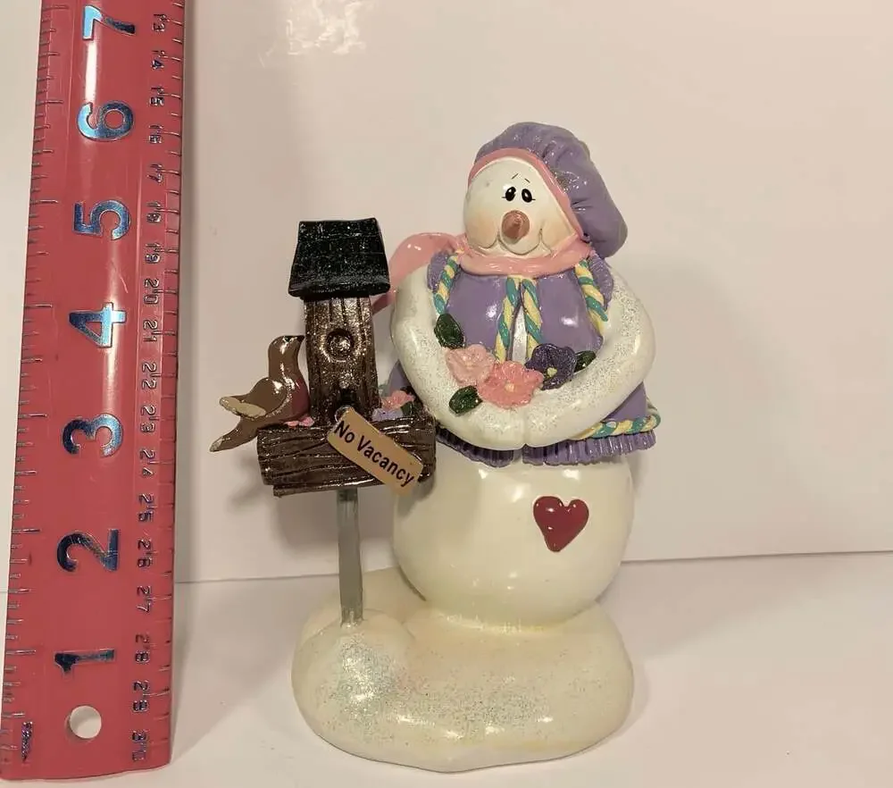 Enesco Snow Lady & Bird House Snow Littles Donna Little Figurine #826130 2001